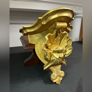 Antique gold gilt hand carved wooden corbel shelf 8.25"